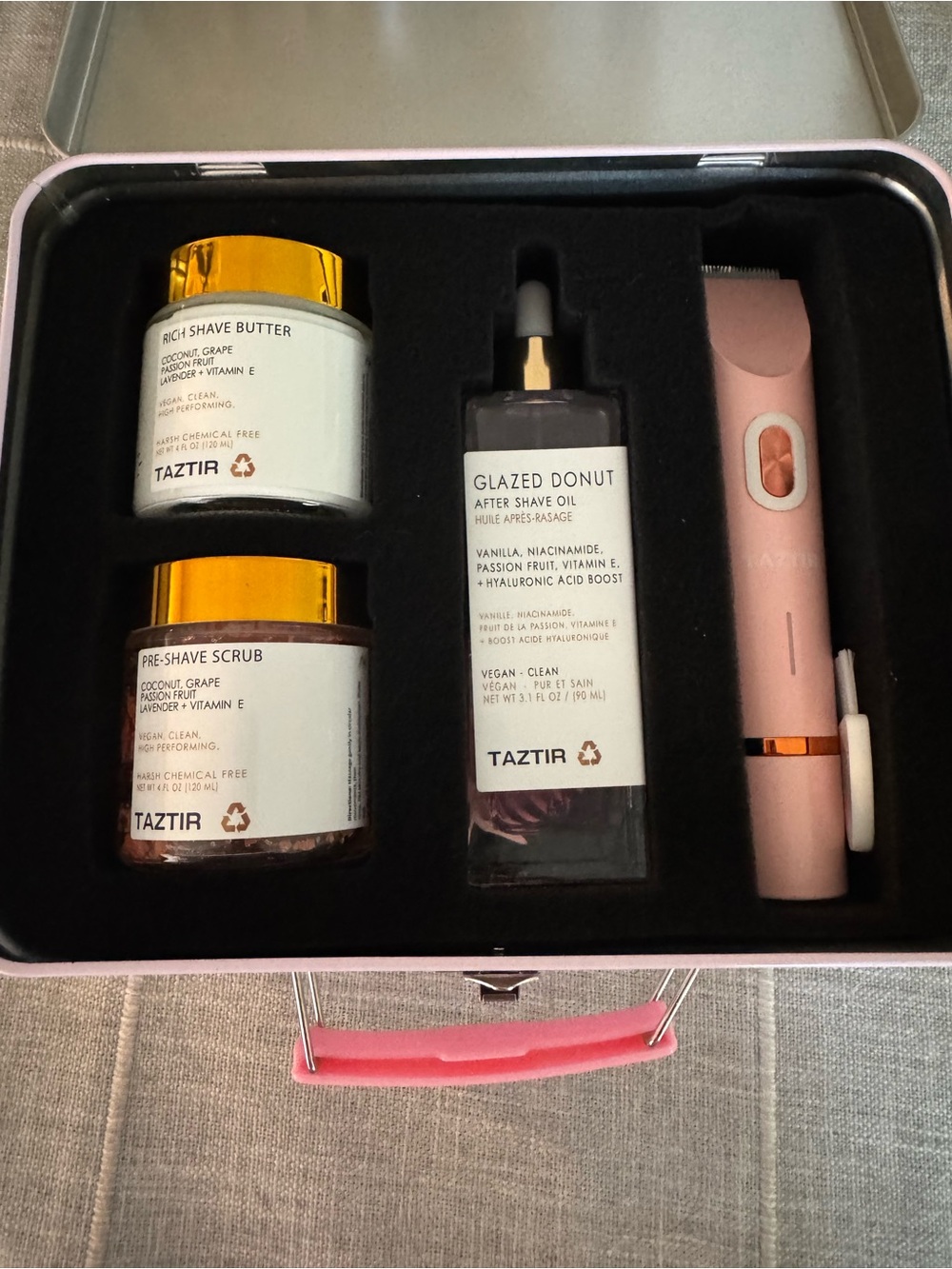 Pink Facial Grooming Kit with Glazed Donut After Shave Oil